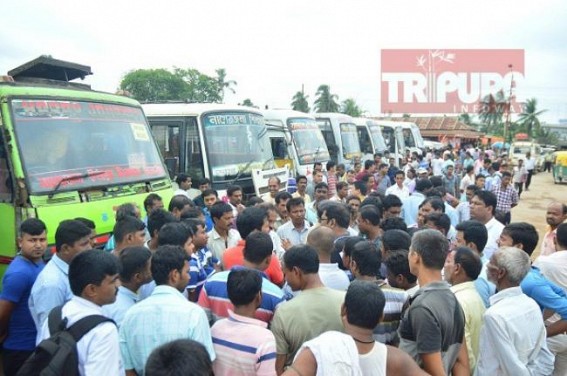 Transport Dept Officials faced unruly Bus driversâ€™ Arrogance while implementing Laws : Categorizing of Mini Bus / Ordinary Bus stopped at Nagerjala